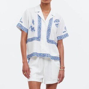 Lisa Says Gah! x Madewell embroidered short sleeved blouse